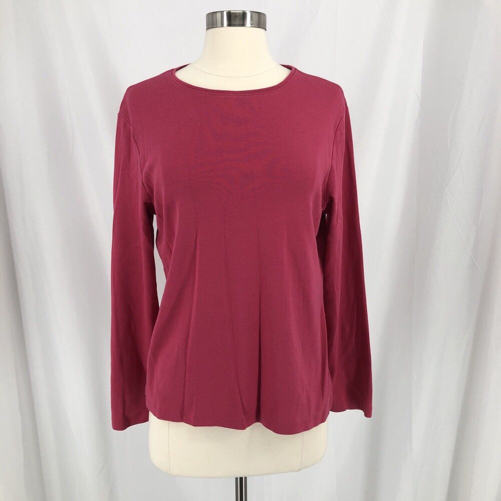 LOFT Ann Taylor Women Size XL Pink Long Sleeve Crew Neck T-Shirt Tee